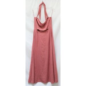 Zara halter midi halter dress dusty rose pink bohemian M coastal summer trendy